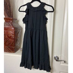 NWOT Besser Bay Girls Ruffle Halter Neck Sleeveless Black Dress 12